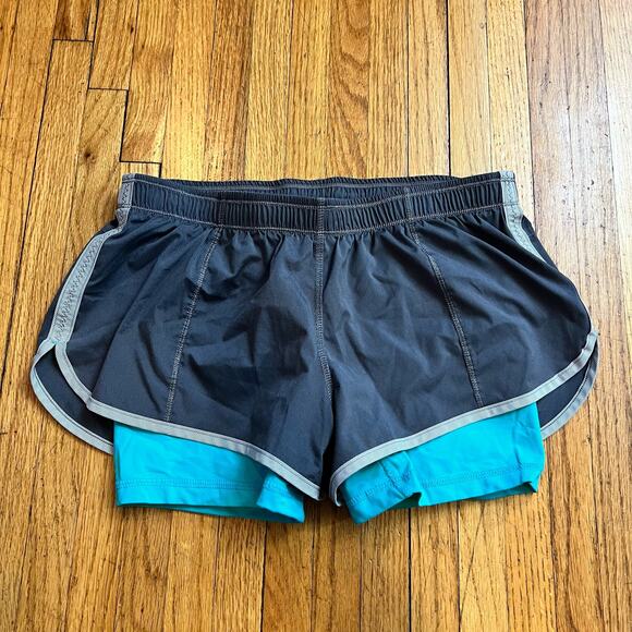 Lululemon Shorts Womens 6 Lined Running Shorts Gray Teal - Picture 1 of 7